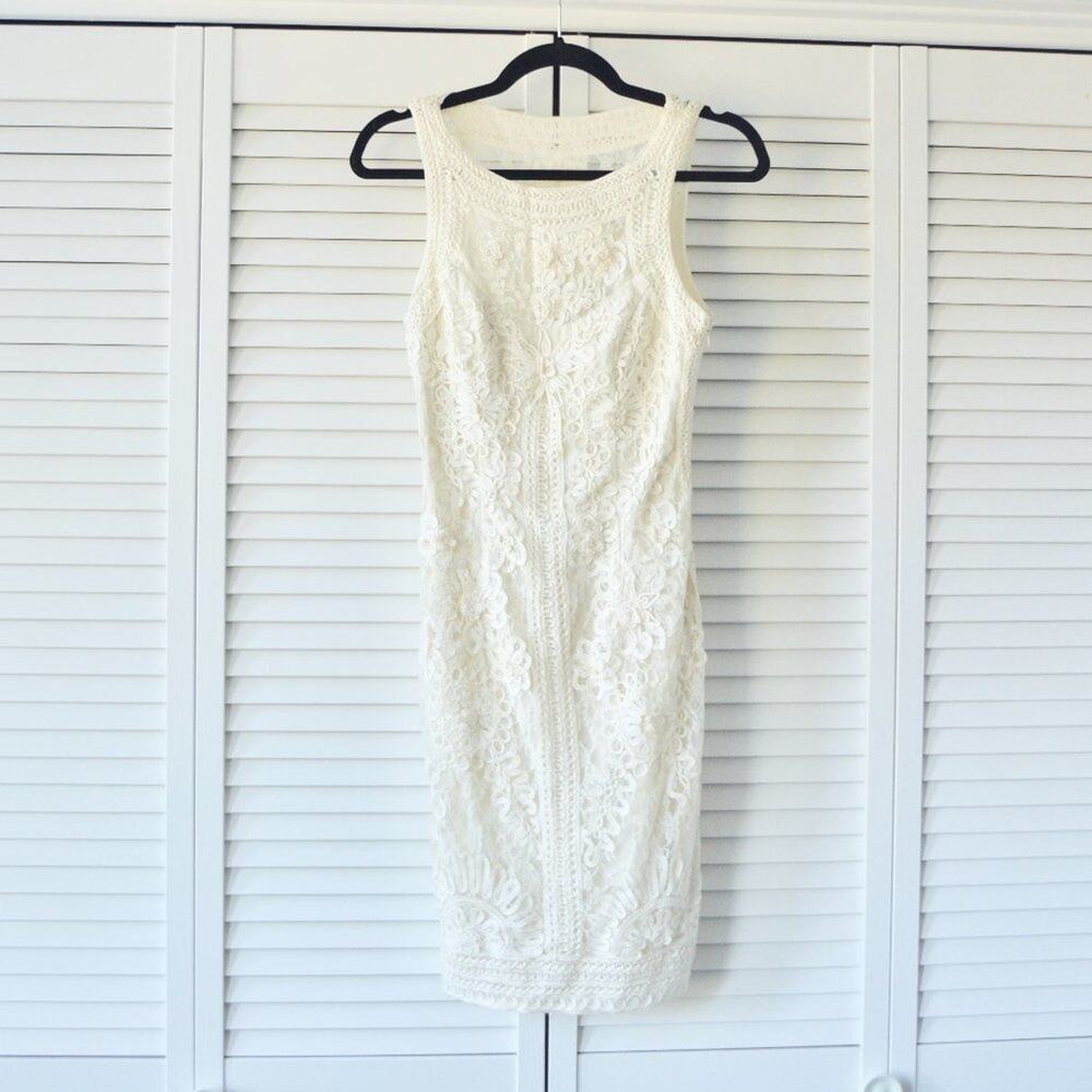 Sue Wong Nocturne Off White Size 2 Embroidered Detail Dress | Size 2
